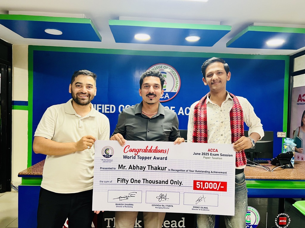 CCA Student Becomes First Nepali to Score Perfect 100 in ACCA Taxation Paper