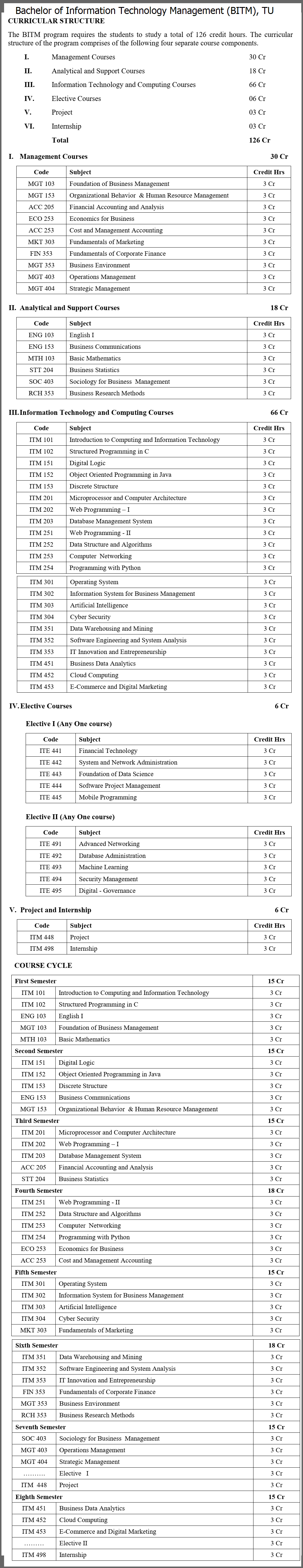 BITM Course Structure Syllabus TU 