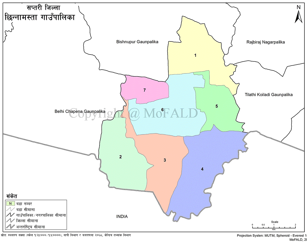 Chhinnamasta Rural Municipality Geographical Map 