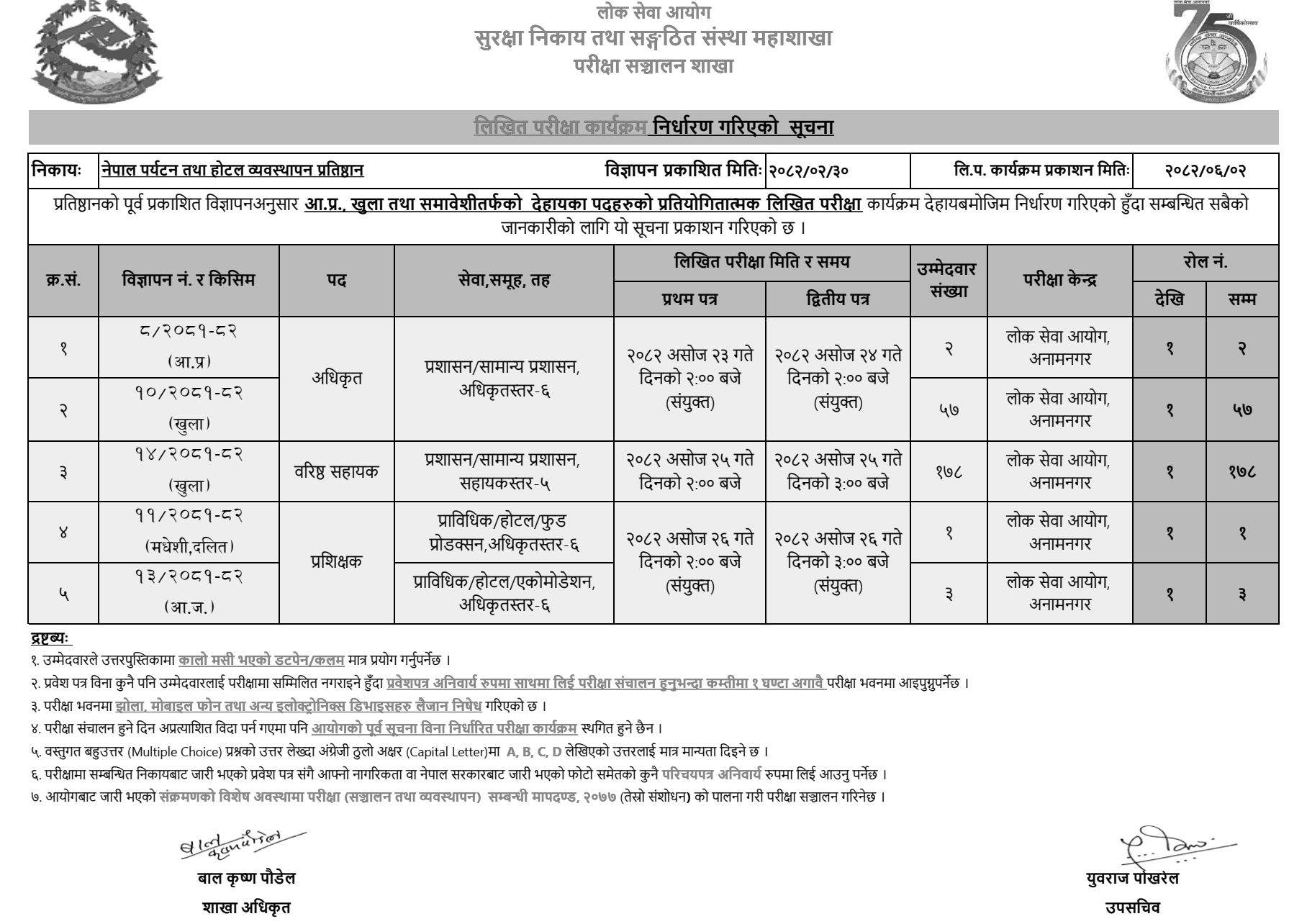 NATHM Written Exam Schedule 2082 Published 