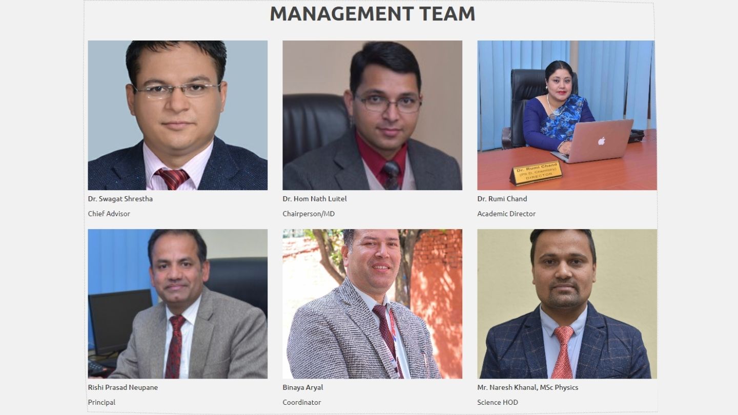 Jubilant College Kalimati Kathmandu Management Team