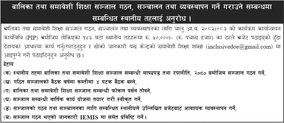 Girls and Inclusive Education Network Formation and Operation 