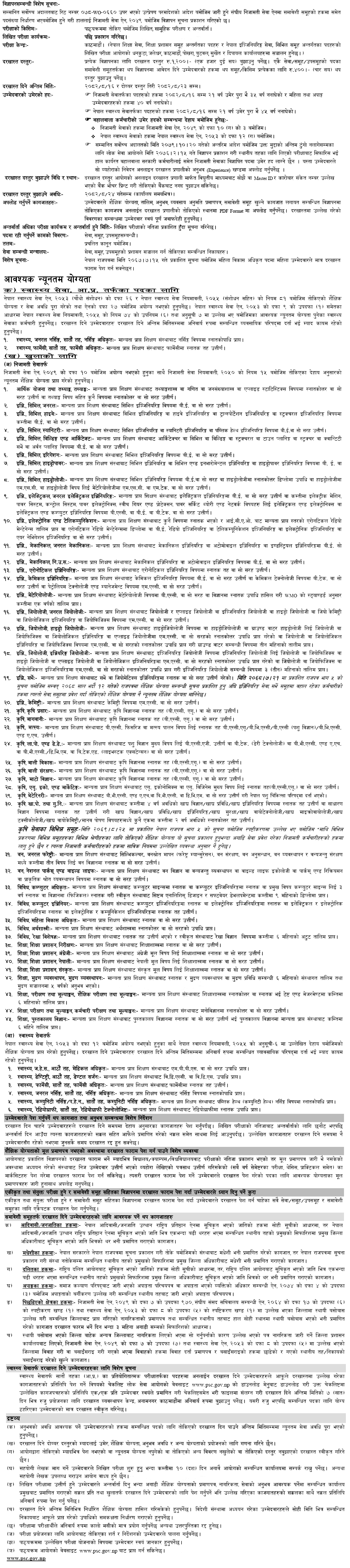 Lok Sewa Aayog Technical Officer Vacancy 2082-2 