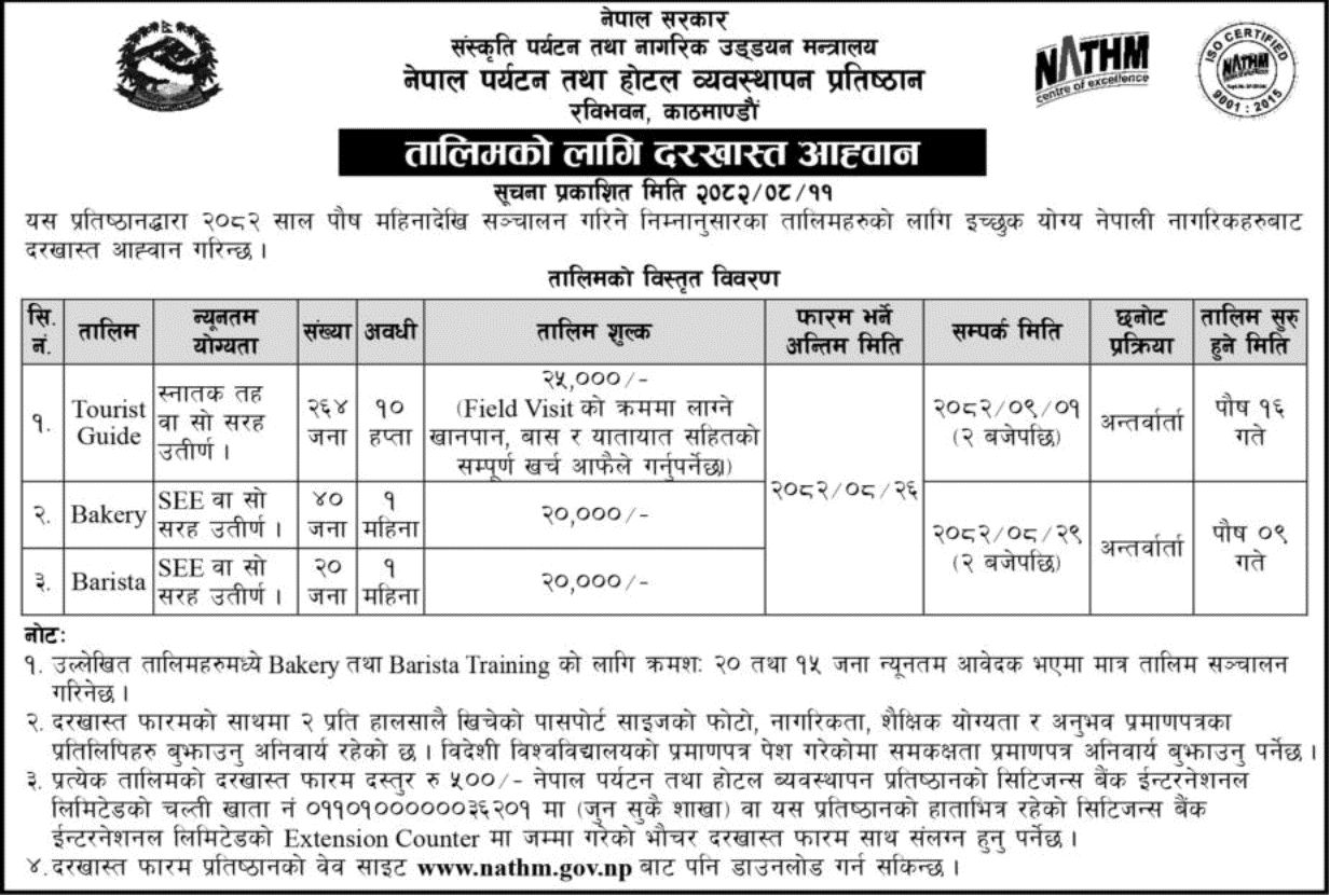 NATHM Training Call for Applications 2082 