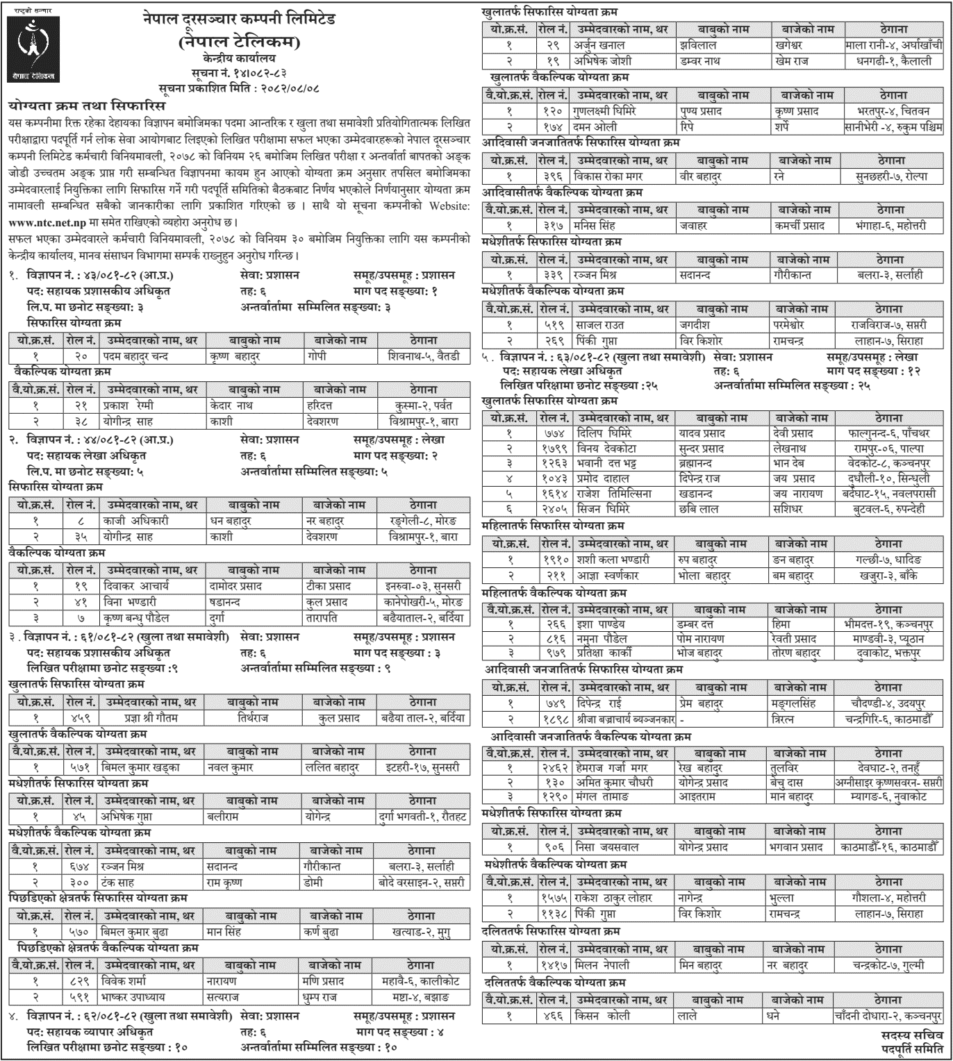 Nepal Telecom Merit Order and Appointment Recommendation 