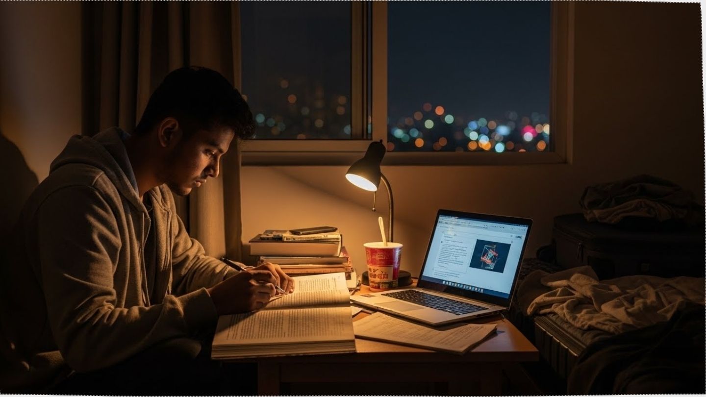 Nepali Student Studying 