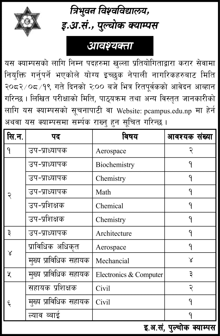 Pulchowk Campus Contract Vacancy Notice 2082 