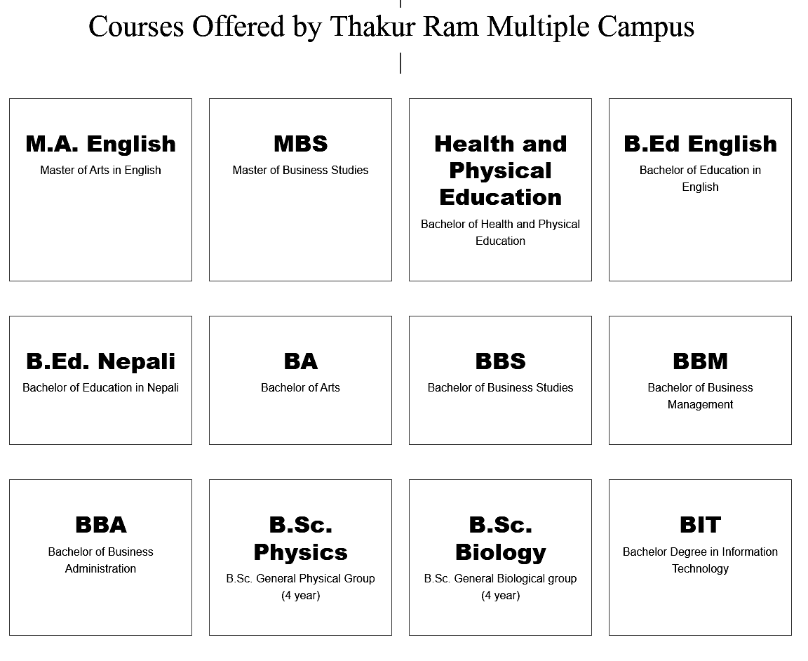 Academic Programs Courses at Thakur Ram Multiple Campus Birgunj