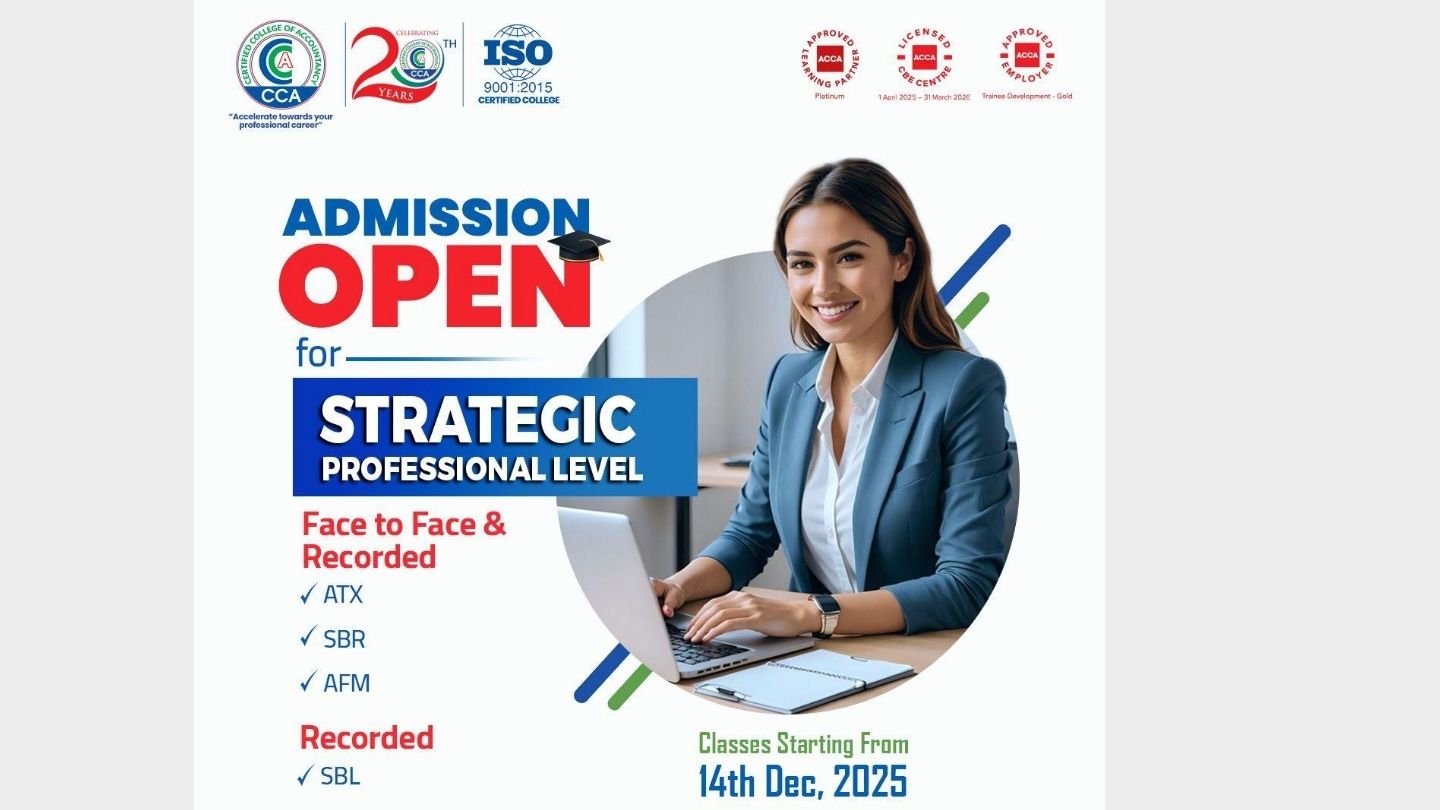 ACCA New Applied Skills and Strategic Professional Classes from December 14 at CCA 