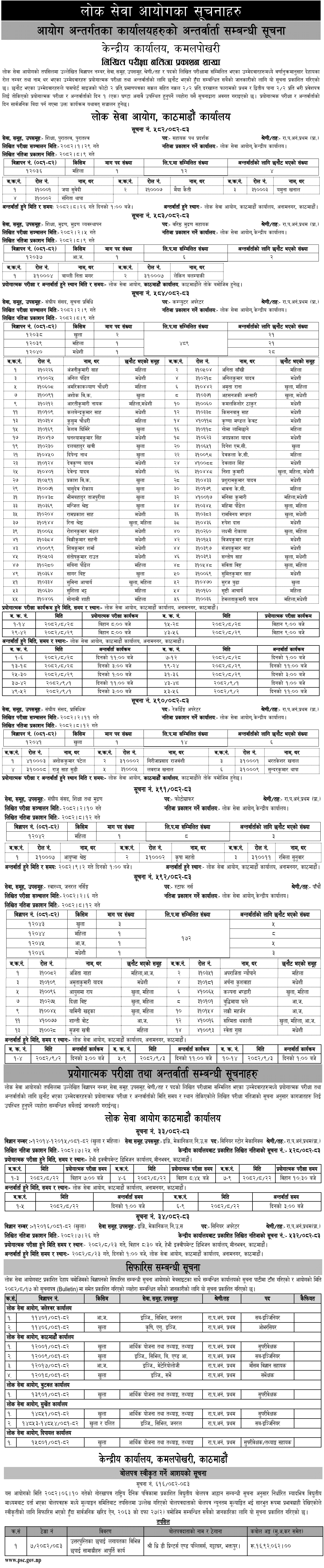 Lok Sewa Aayog Weekly Notices 2082 Mangsir 17 