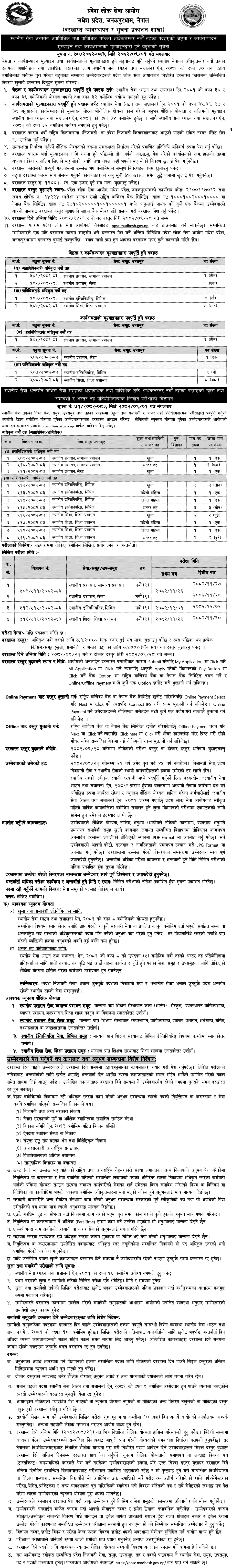 Madhesh Pradehs Lok Sewa Aayog 9th Level Officer Vacancy 2082