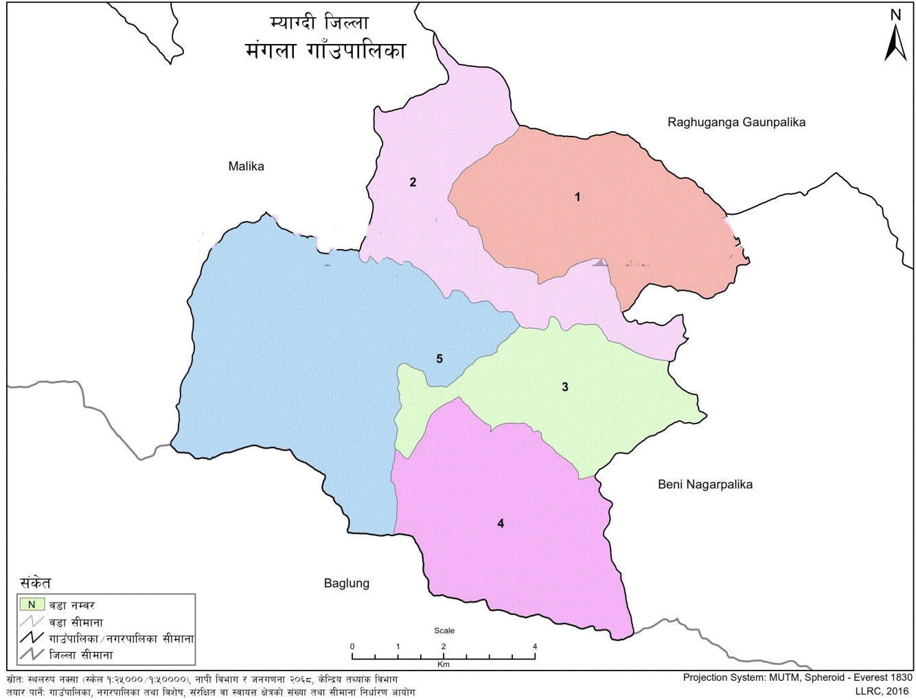 Mangala Rural Municipality, Myagdi, Geographical Map