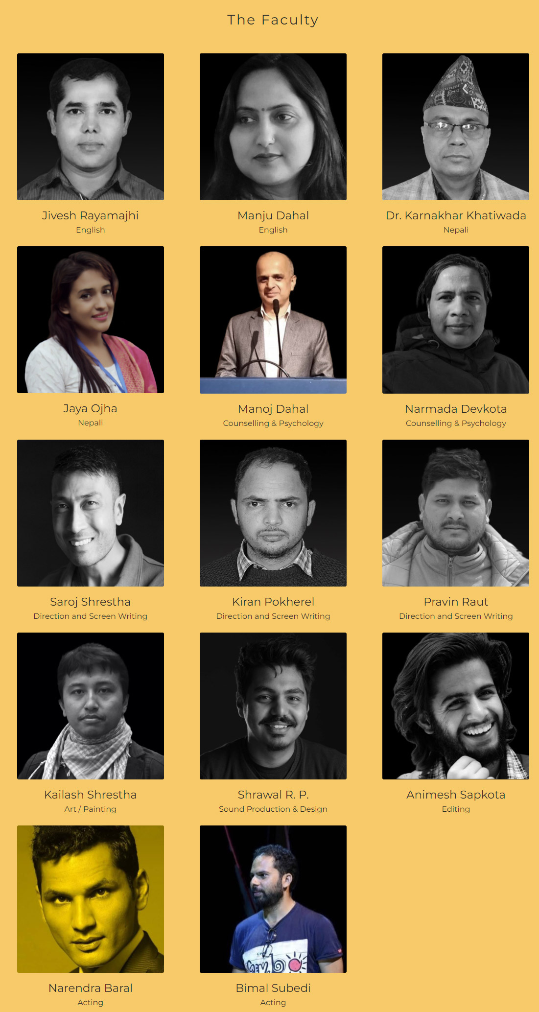 Nepal Film Campus Faculty Members