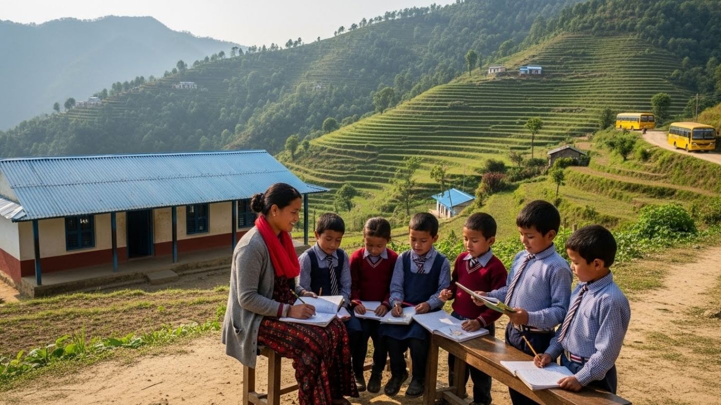 Rural School, Teacher, Student 