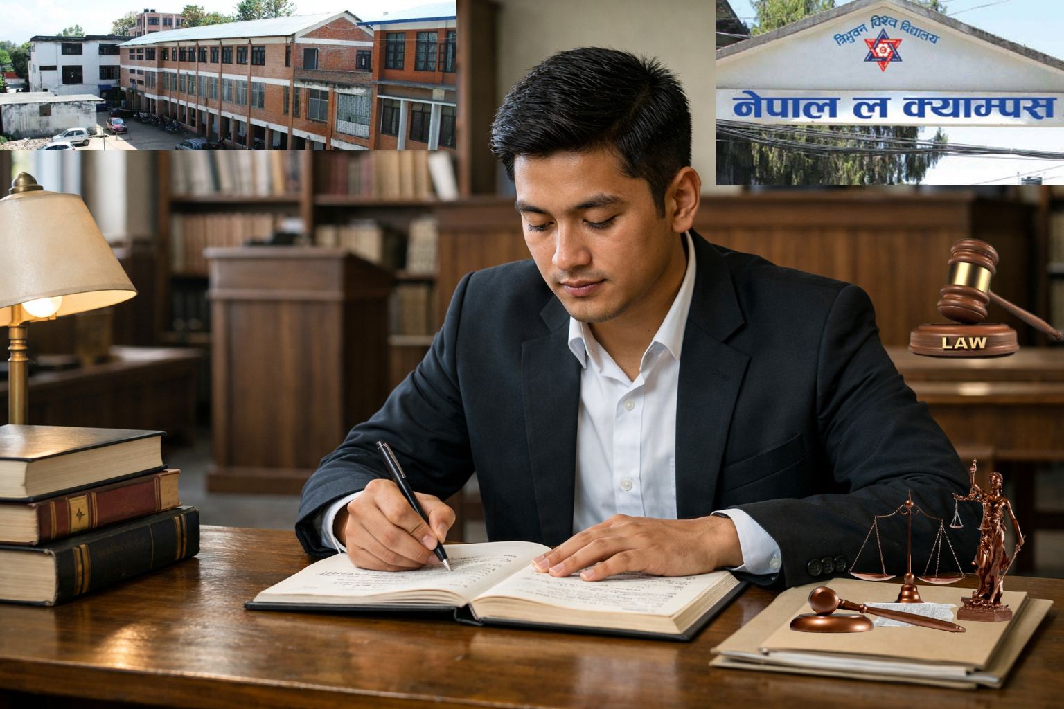 Focused study in the law library 