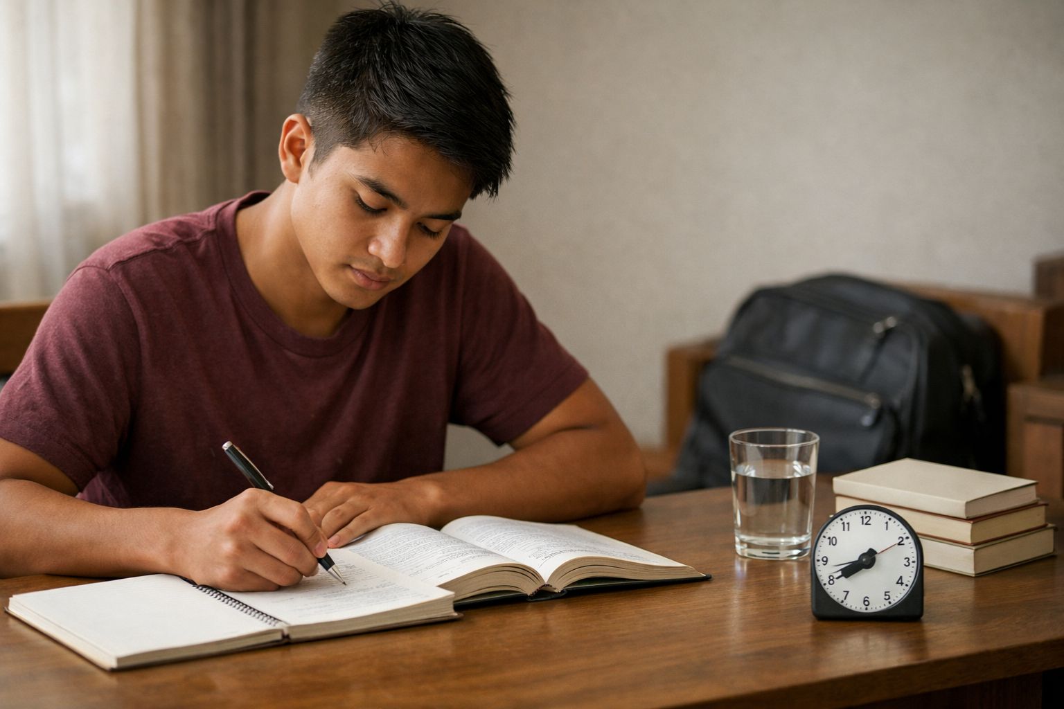 Focused study session in a quiet room 