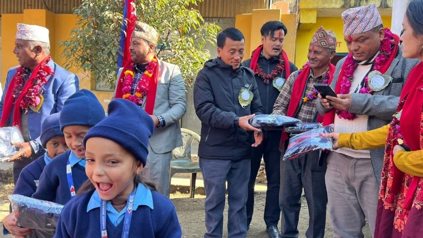 Khuma Aryal Foundation Gives Tracksuits to 690 Student 