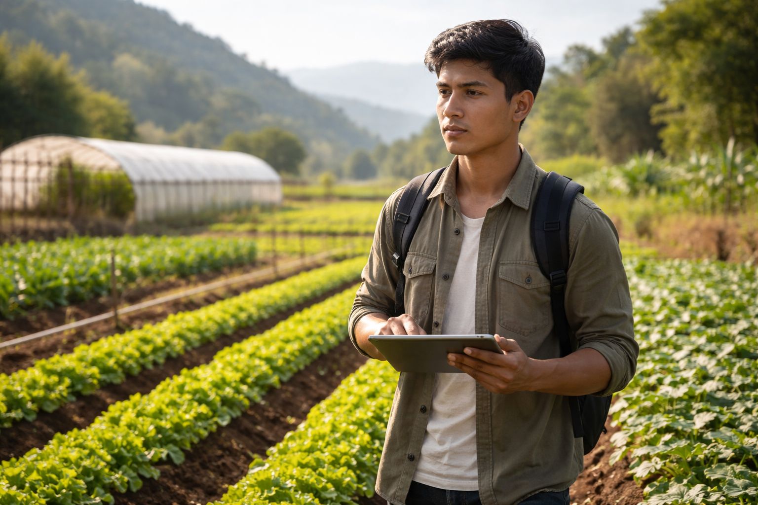 Nepali student in vegetable farm study 