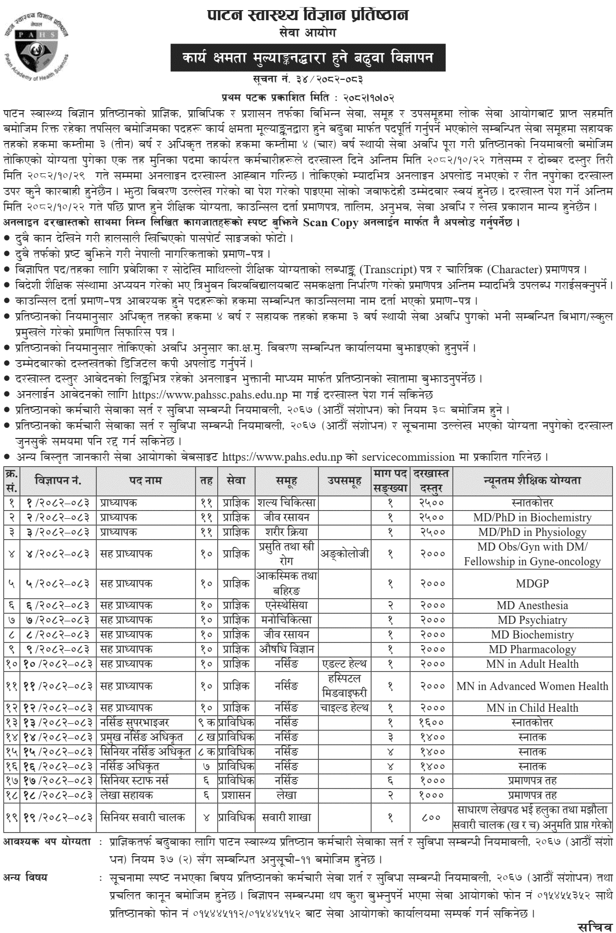 PAHS Promotion Notice 2082