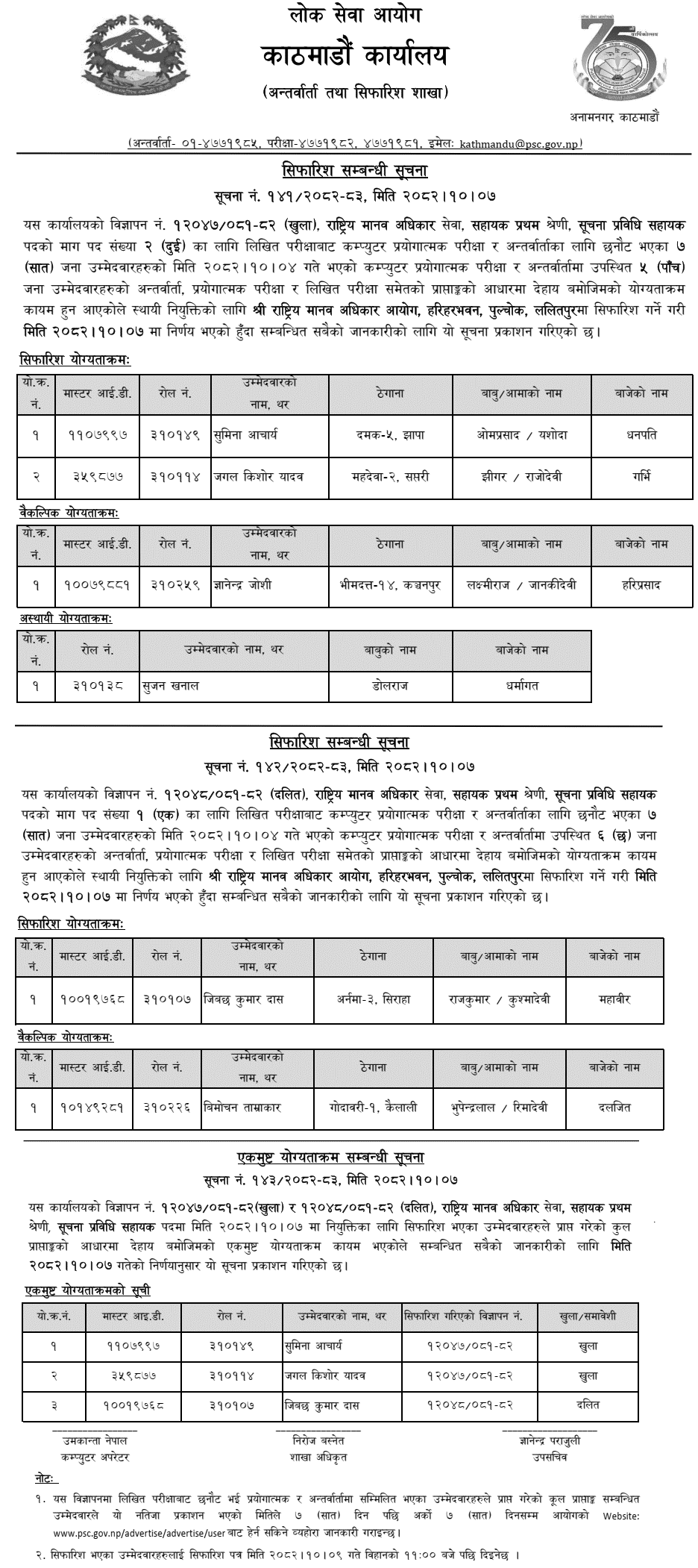 PSC Kathmandu Recommends IT Assistants to NHRC