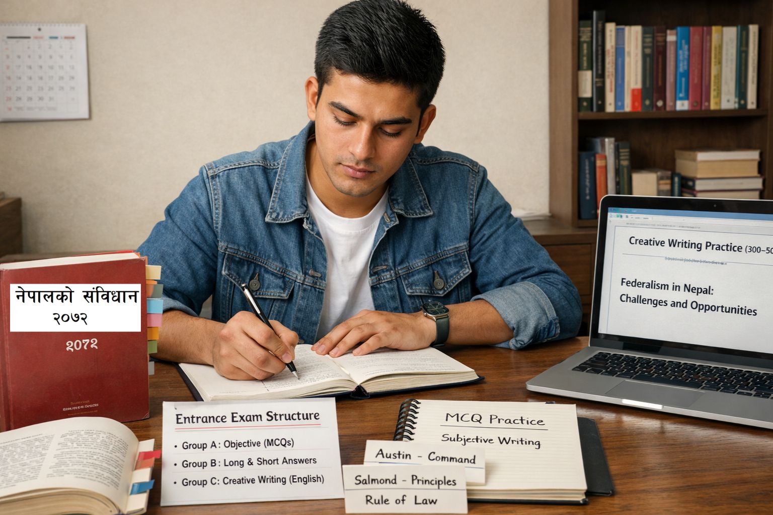 Studying for the law entrance exam 