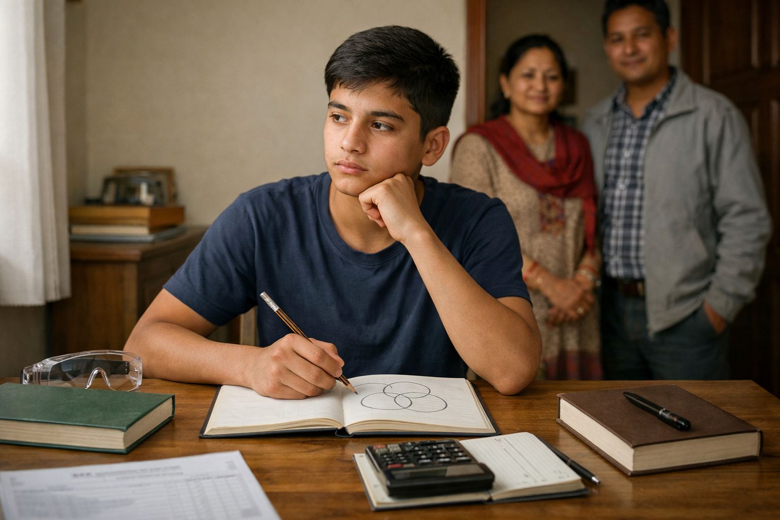Young student focused on his studies 