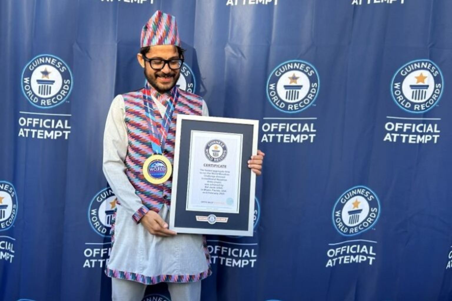 Bal Joshi Sets Record in Daura Suruwal at World Marathon Challenge 