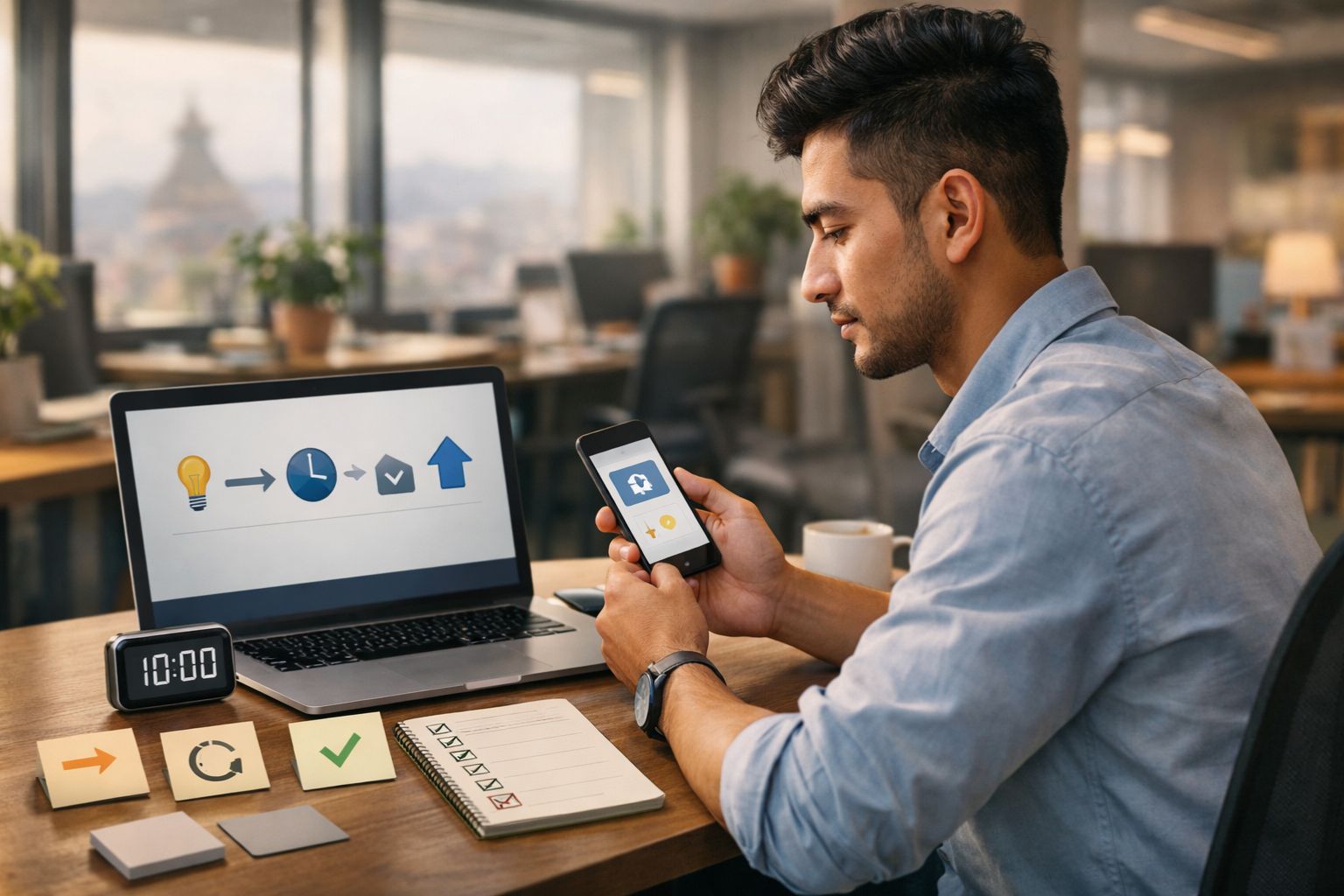 Focused on learning in office 