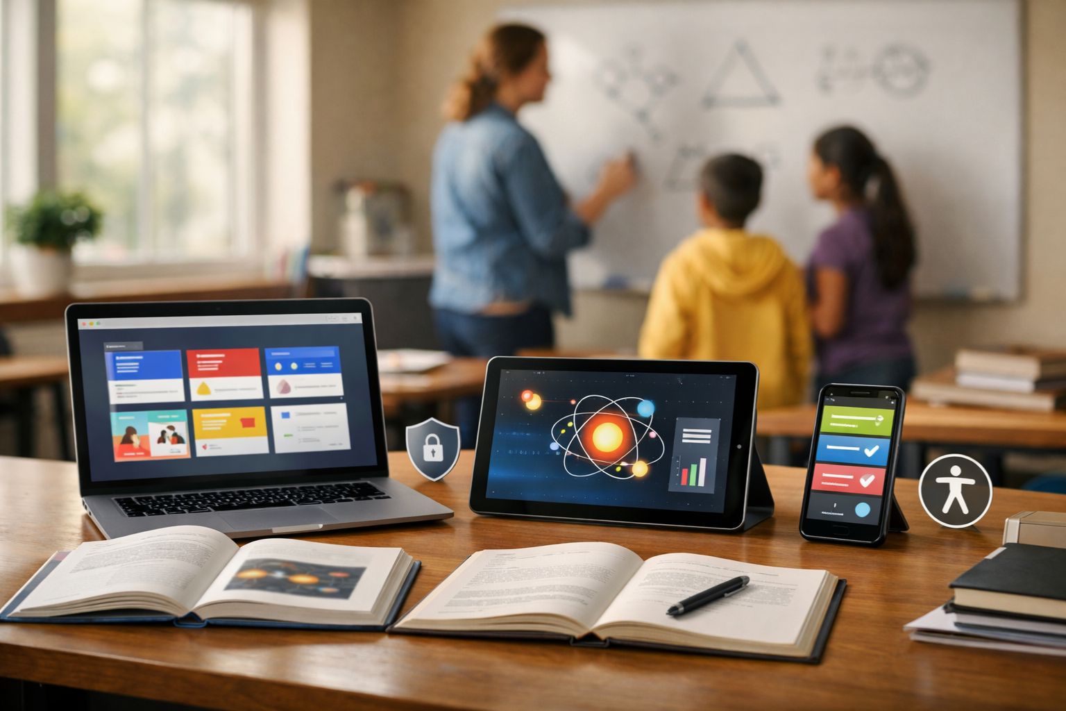 Modern classroom with tech tools 