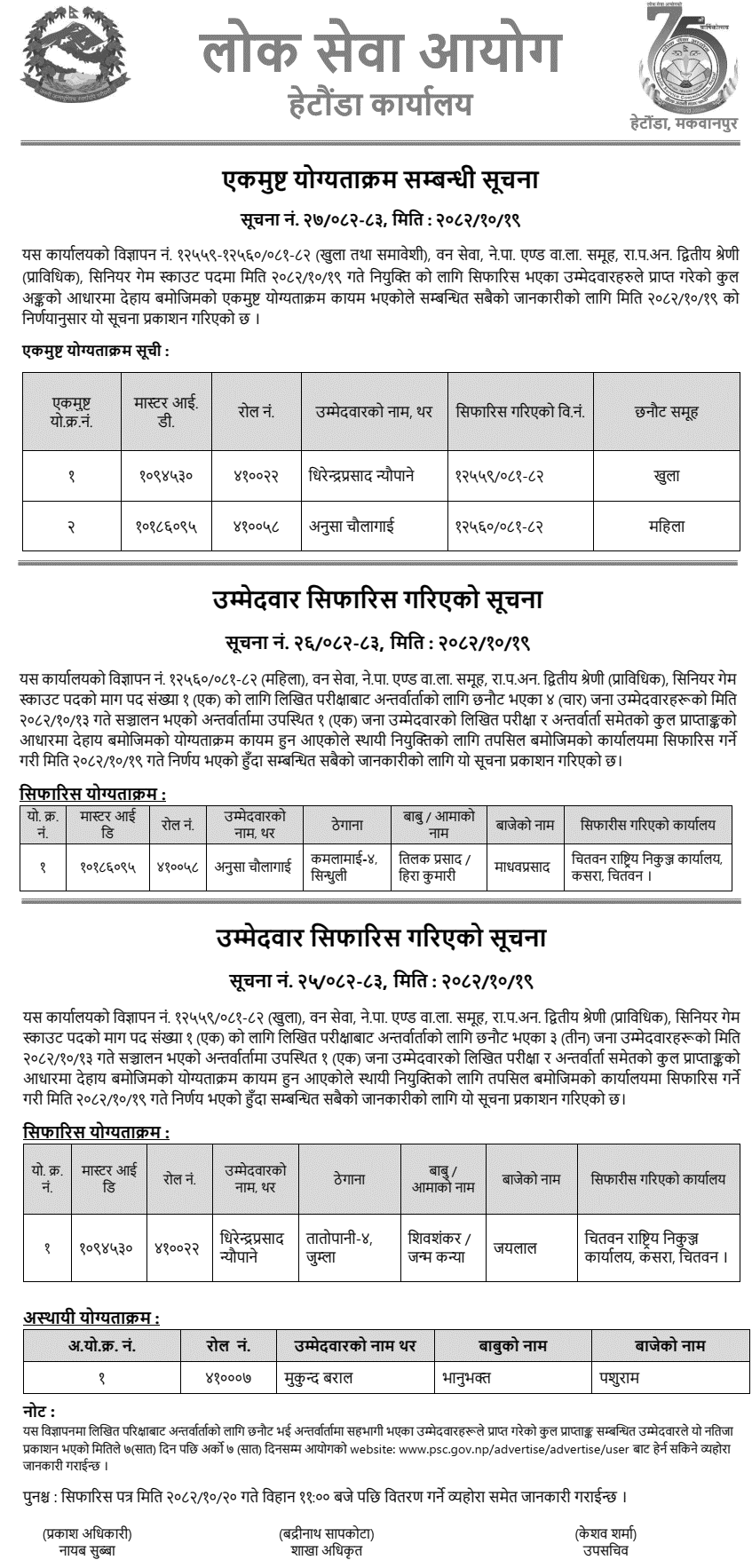 PSC Hetauda Recommends Senior Game Scout Candidates 2082