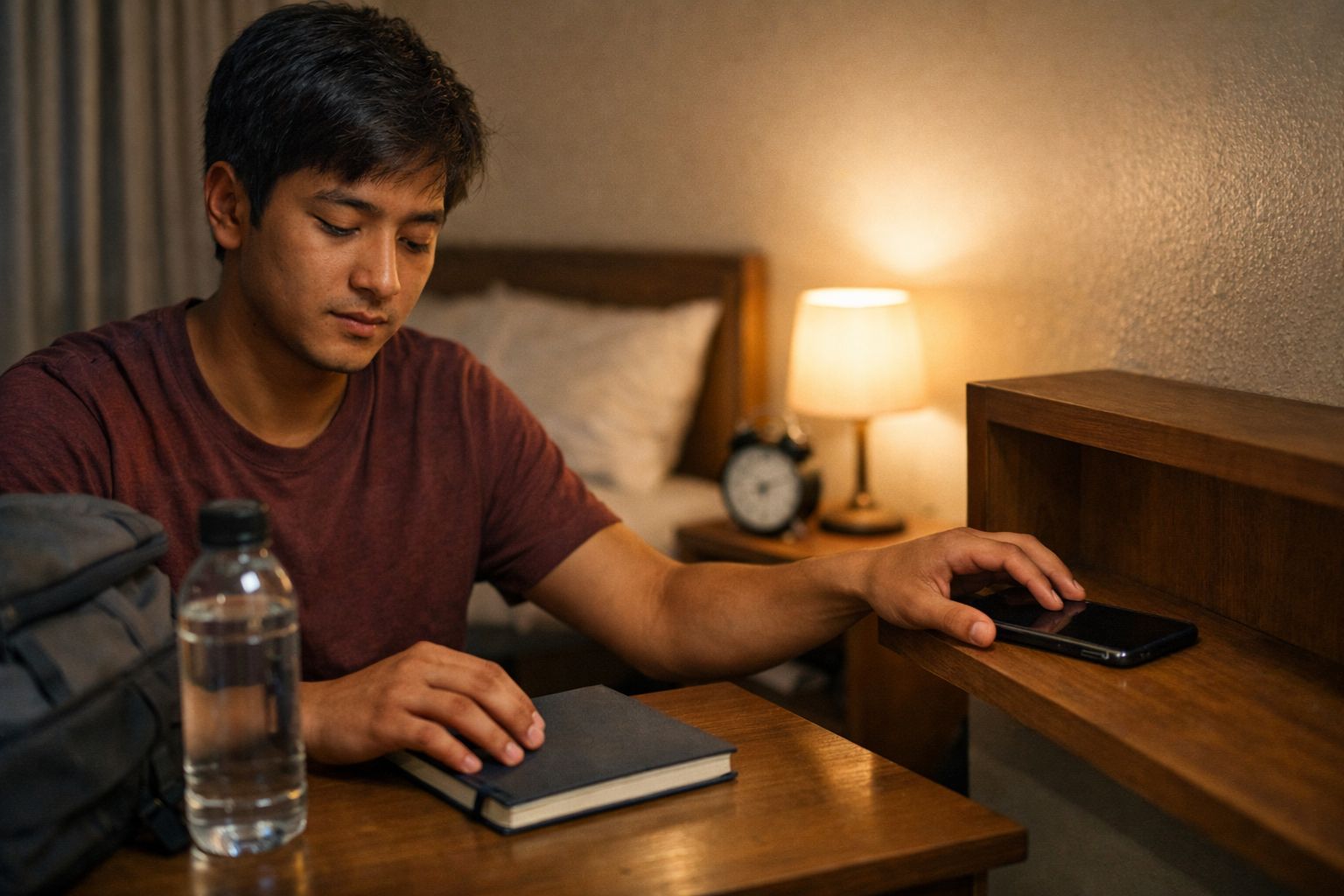 Studying in the quiet dorm room 