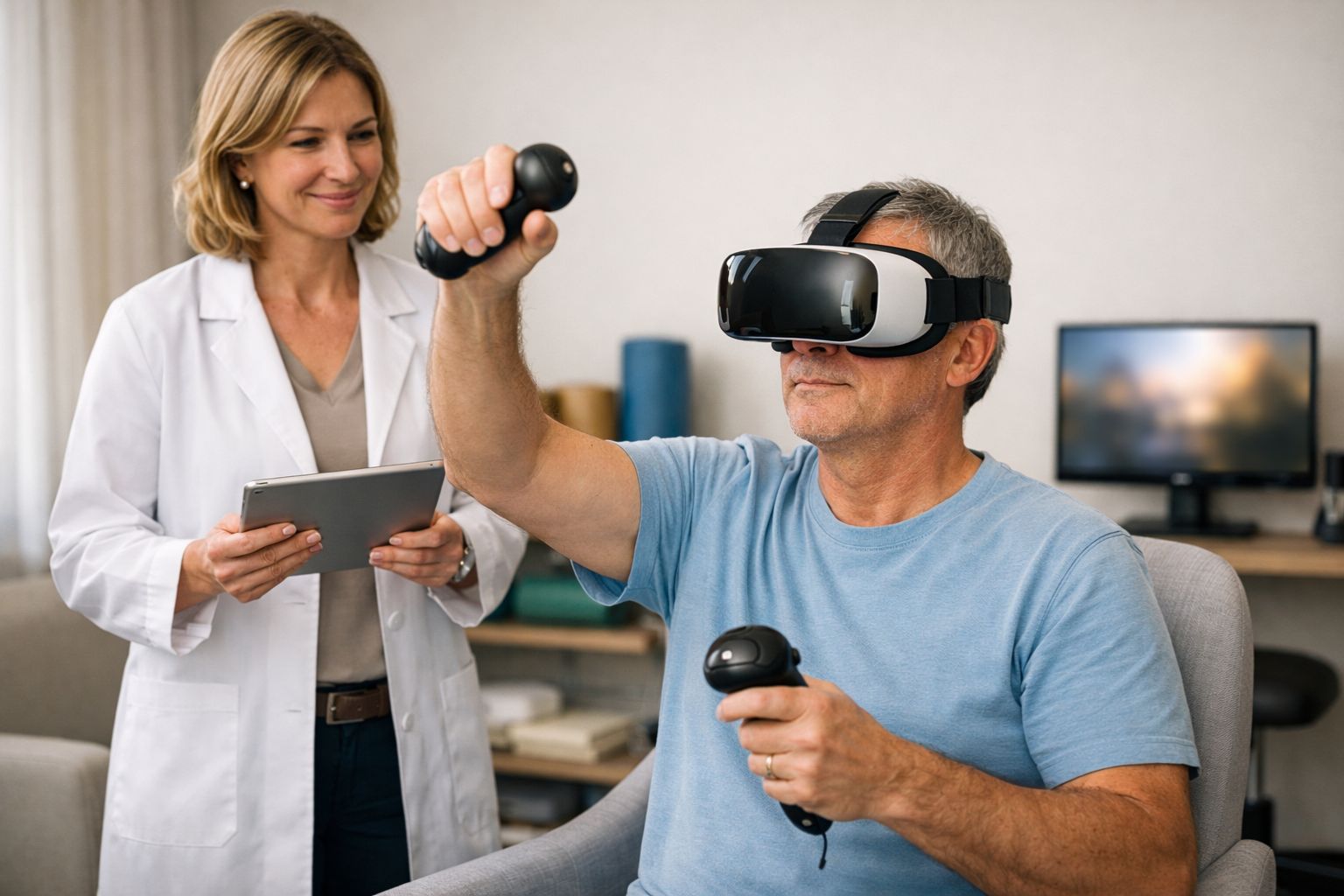 Virtual reality therapy session in progress 