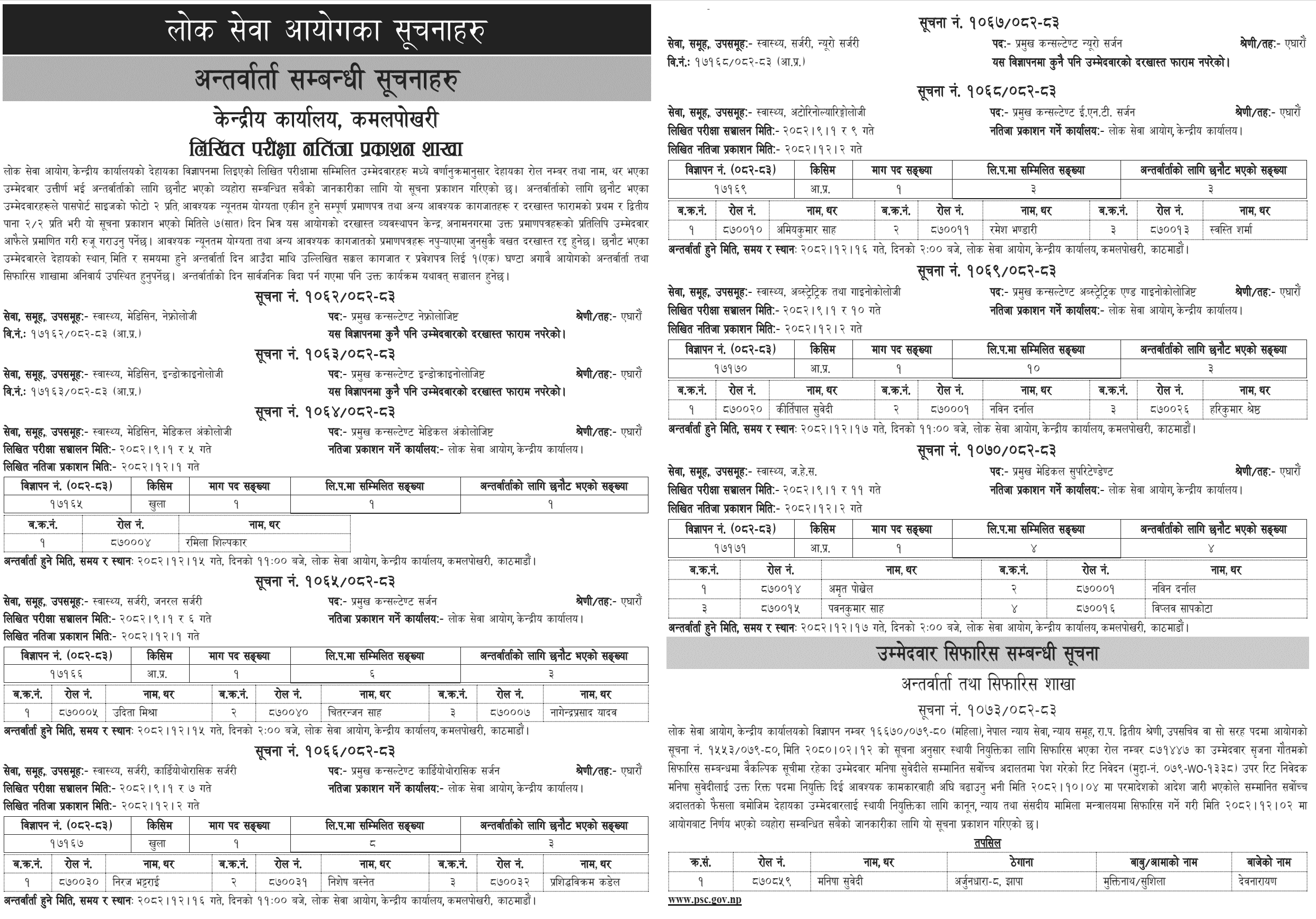 Lok Sewa Aayog Weekly Notices 2082 Chaitra 4