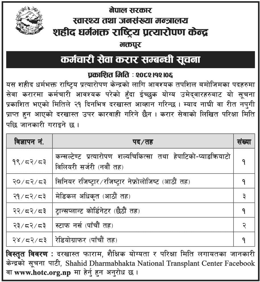 Shahid Dharmabhakta NTC Contract Service Notice 2082