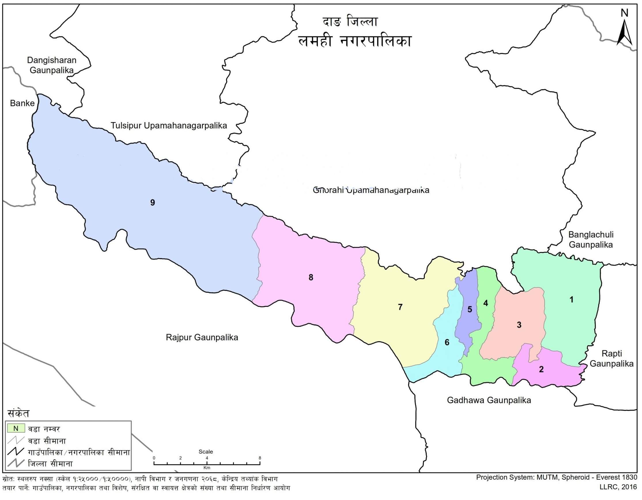 Lamahi Municipality, Dang, Map