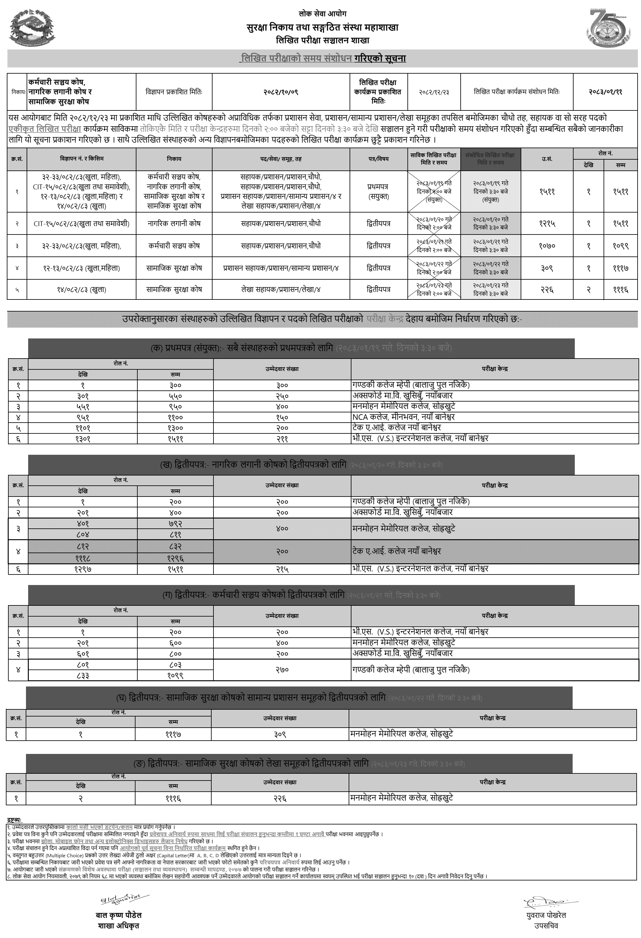 Lok Sewa Aayog Revises EPF, CIT and SSF Written Exam Time 2083