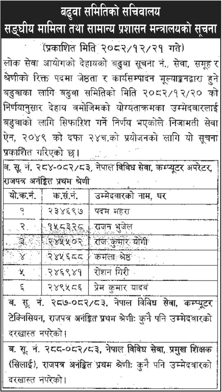 MoFAGA Publishes Promotion Recommendation Notice 2082