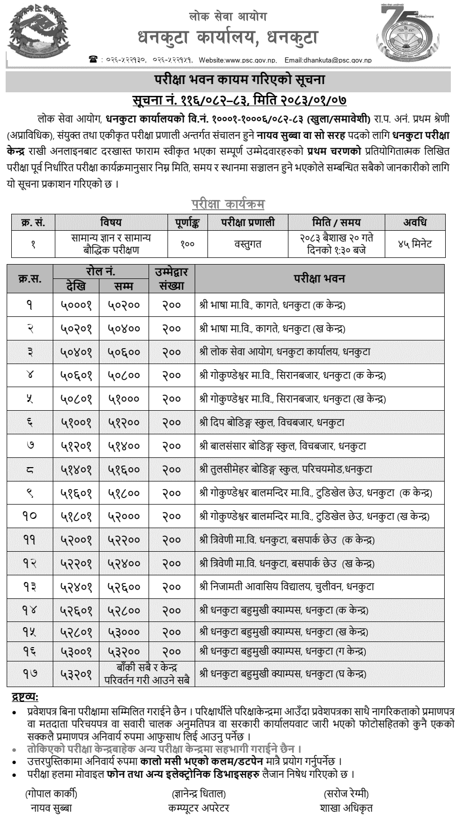 Nayab Subba Exam Buildings Set in Dhankuta 2083