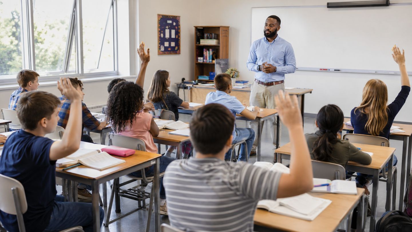 Engaged students in a modern classroom