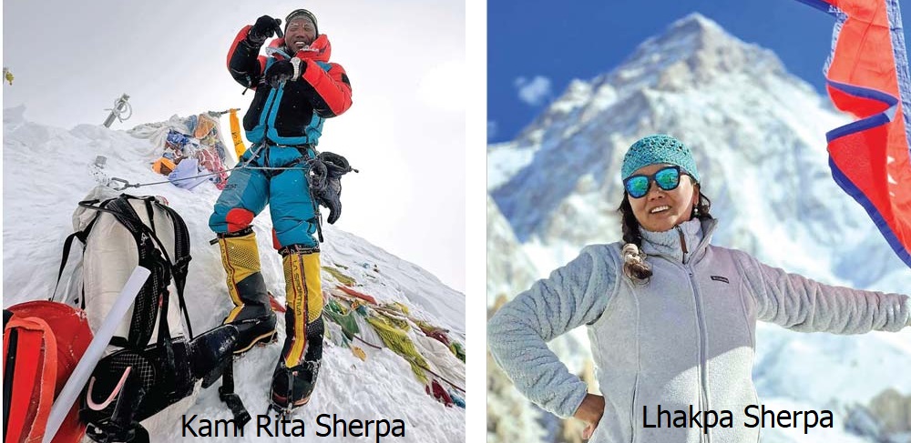 Kami Rita Sherpa and Lhakpa Sherpa Set New Everest Climbing Records 