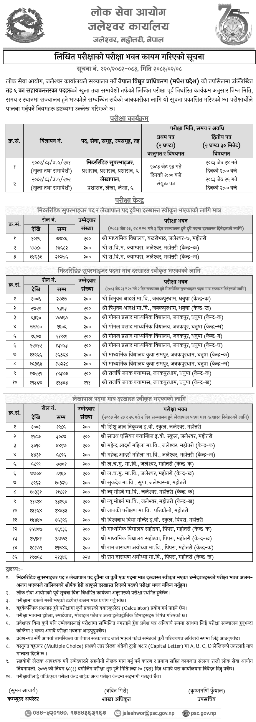 NEA Written Exam Buildings in Madhesh Province 2083