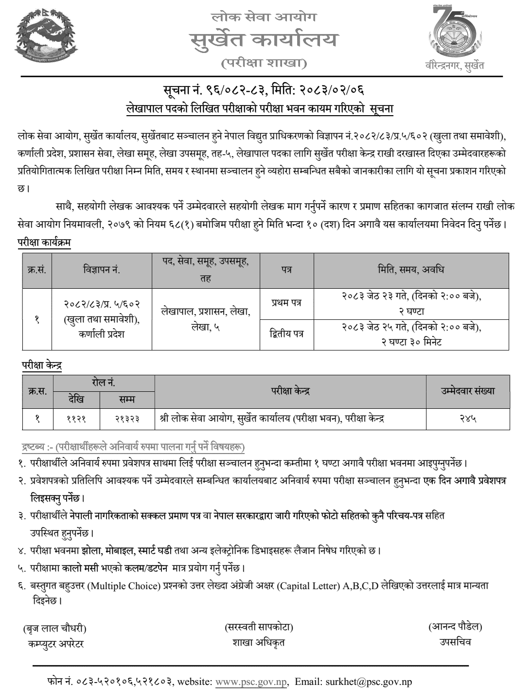 Nepal Electricity Authority Surkhet Accountant Exam Building 2083
