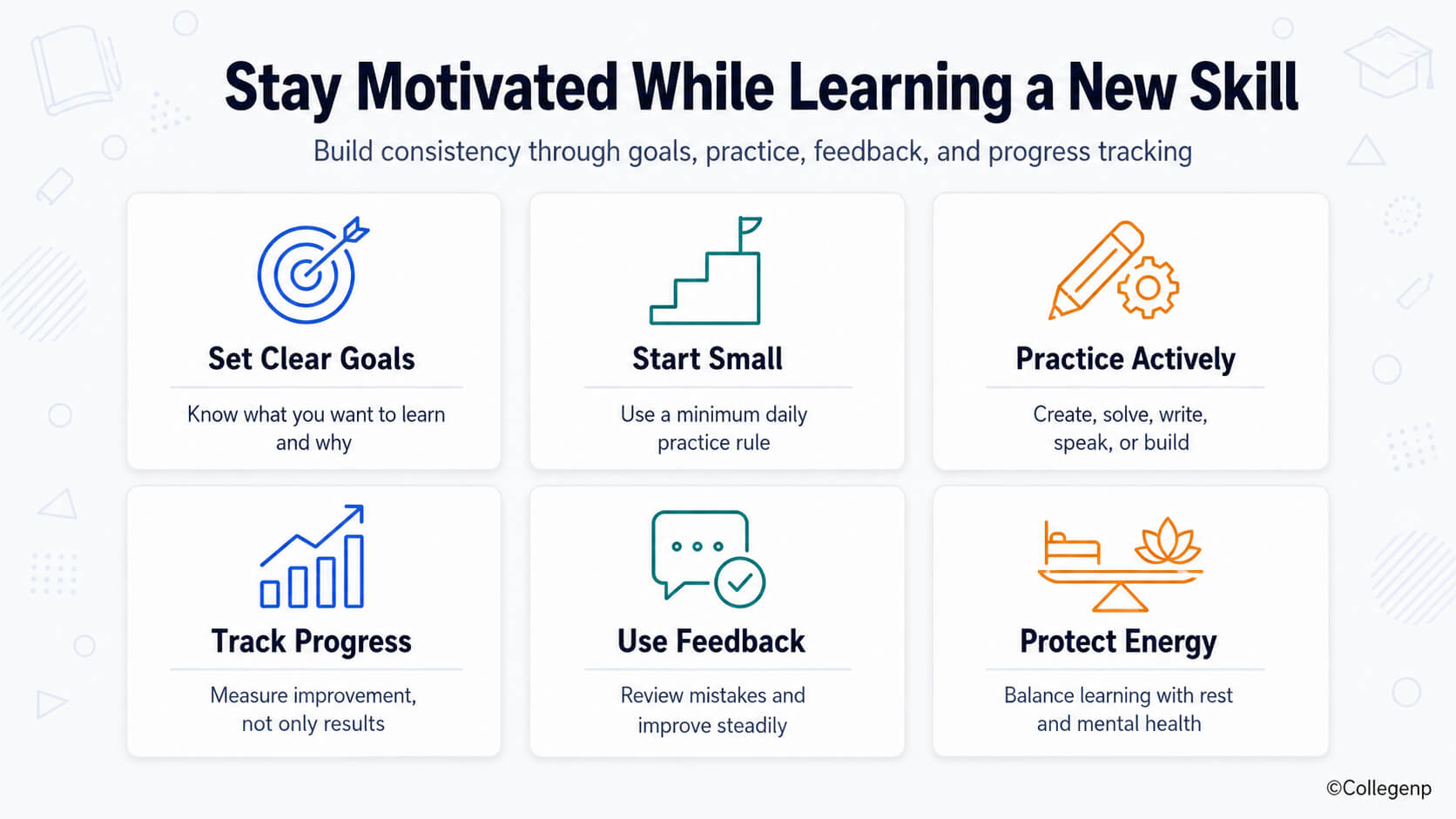 Stay Motivated While Learning New Skills Infographics