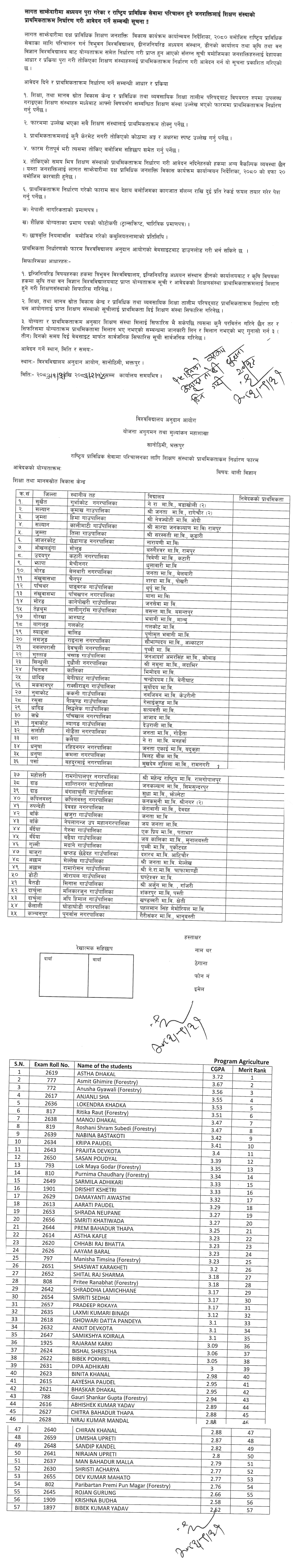 UGC Technical Teaching Staff Priority Notice