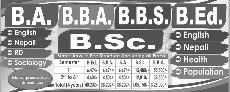 Bageshwori Multiple Campus, Kohalpur, Banke Bachelor Level Course Fees