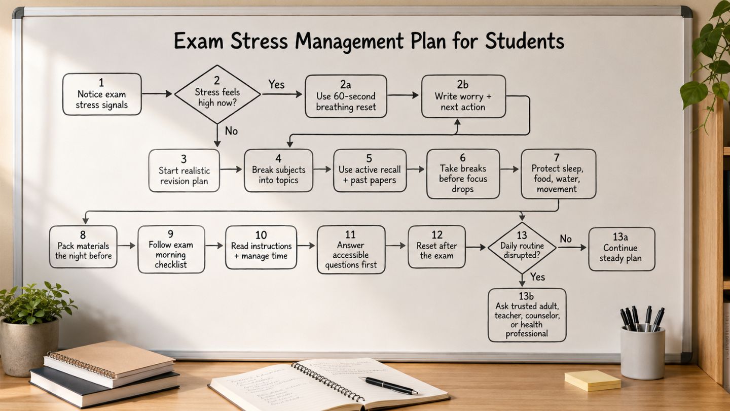 Exam stress management flowchart 