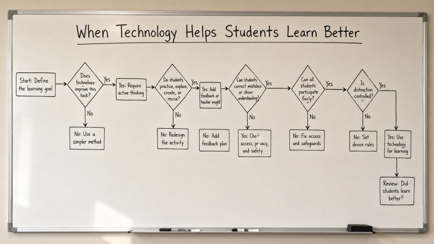 Flowchart showing when technology helps students learn better