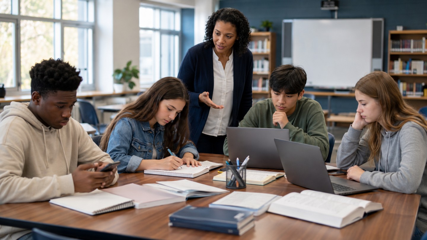 Students Managing Technology Distractions in a Classroom 