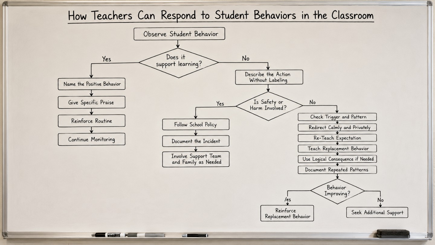 Teacher Response Flowchart for Positive and Negative Student Behaviors