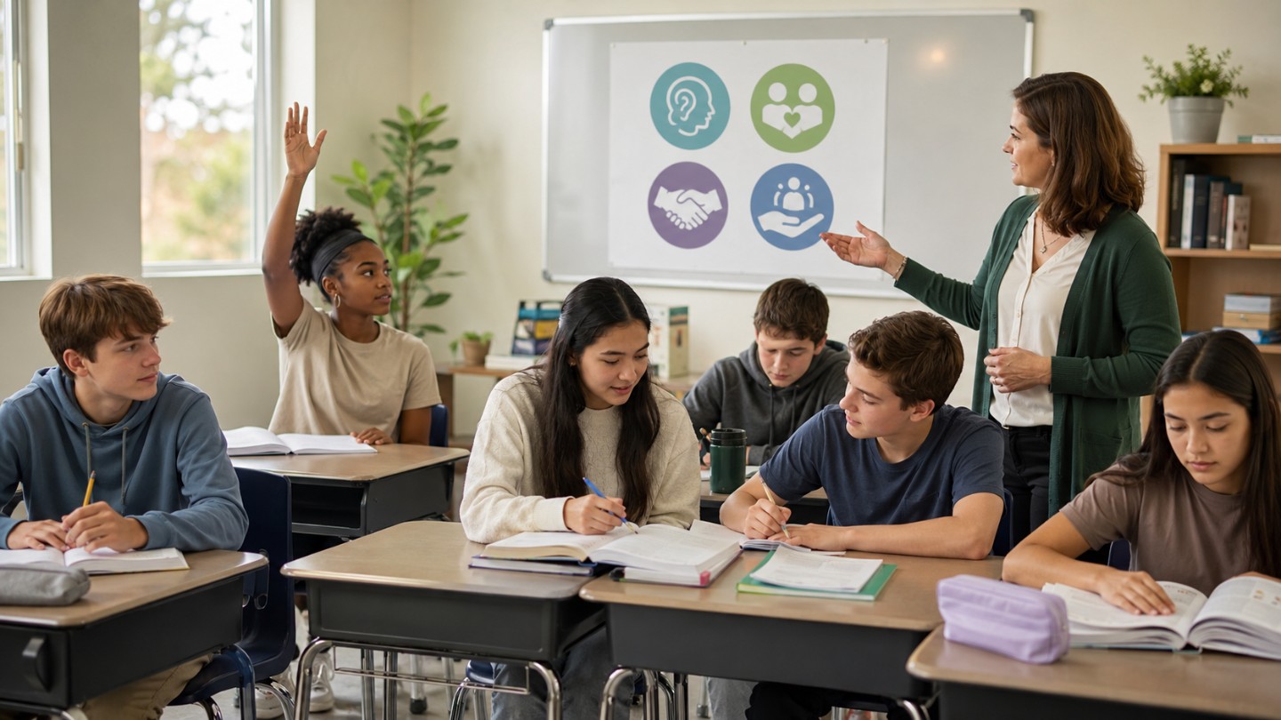 Teacher Supporting Positive Student Behaviors in a Classroom 